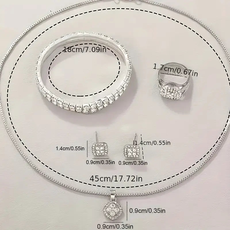 5PCS Women’s Luxury Jewelry & Watch Set - طقم نسائي فاخر 5 قطع