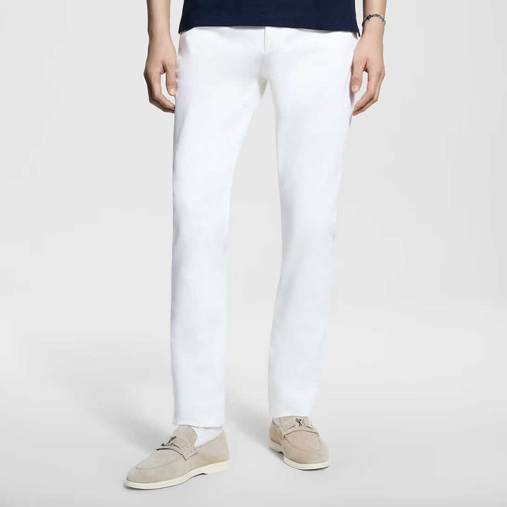 LV Signature Luxury Trouser displayed in white, showcasing a sleek tailored fit for modern elegance.